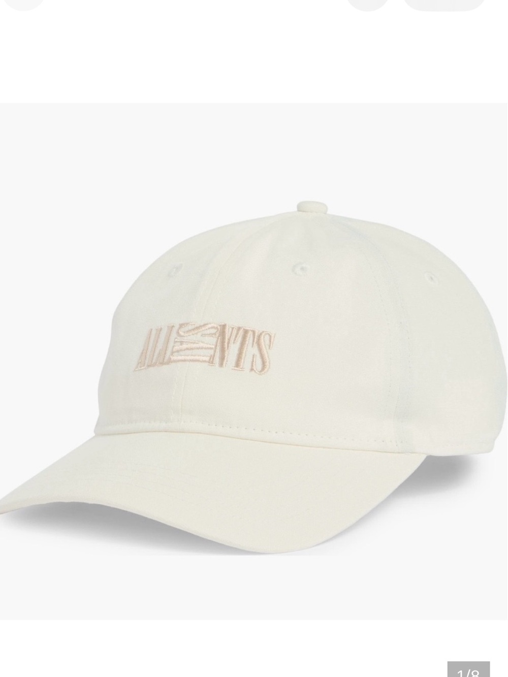 NWT All Saints Cream Embroidered Logo Cap